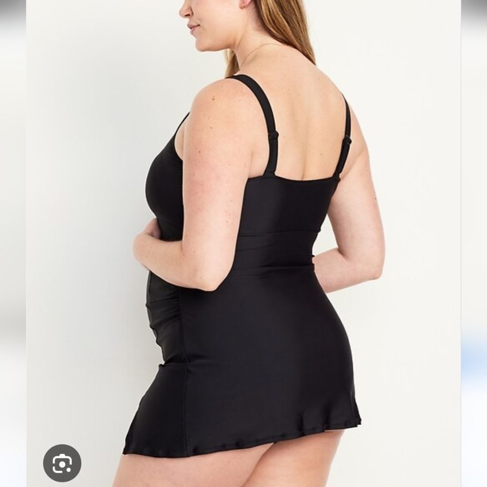 NWT Black Maternity Scoop Neck Swim Dress Built In Swimsuit/Briefs Xs - Picture 3 of 11